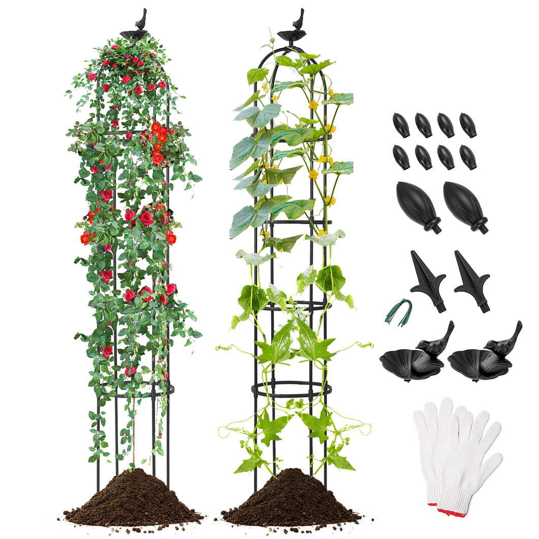 Gymax 2PCS Garden Trellis for Climbing Plants with  Adjustable Height Gloves Cable Ties