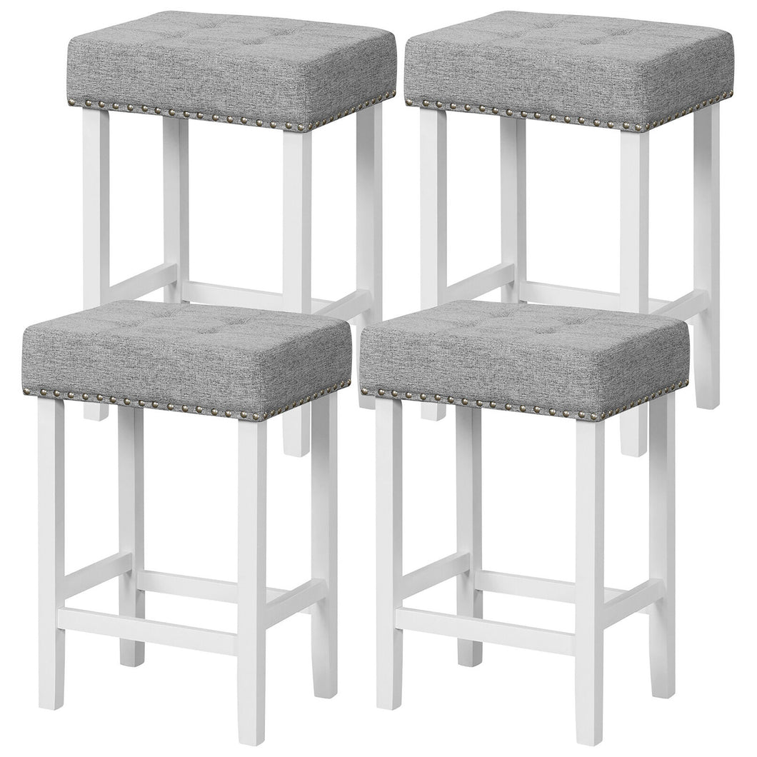 Gymax 4 PCS 24.5'' Counter Height Bar Stools with  Sponge Padded Cushion & Rubber Wood Frame
