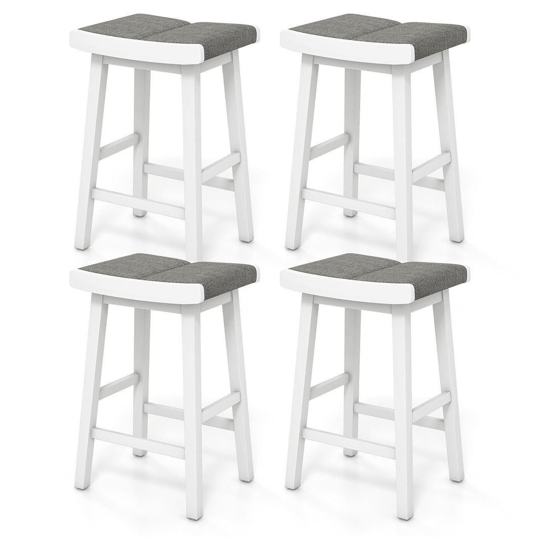 Gymax 4 PCS Backless Kitchen Island Chairs Saddle Bar Stools Gray