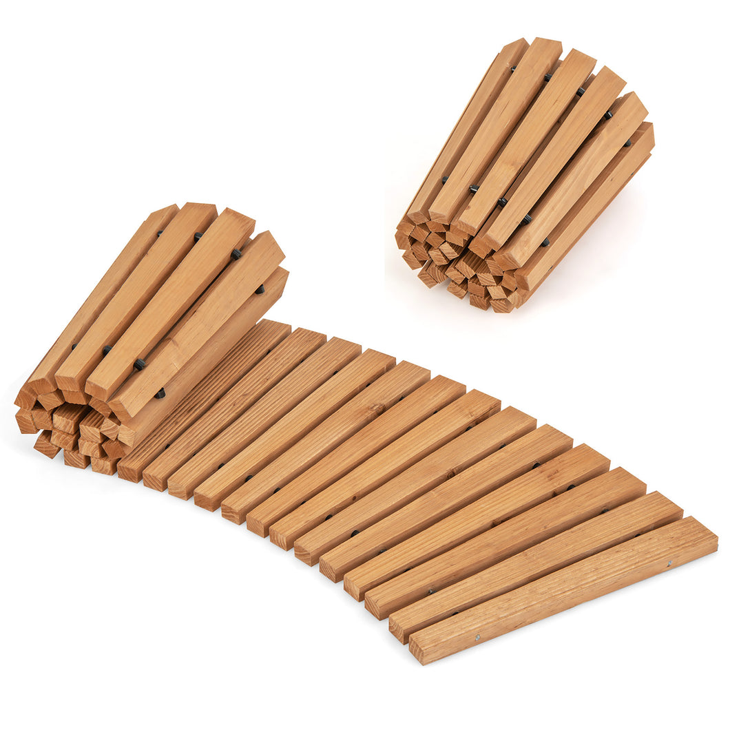 Gymax 7 FT Wooden Roll-Out Garden Pathway with  Non-slip Surface Metal Wires with  Plastic Sheath