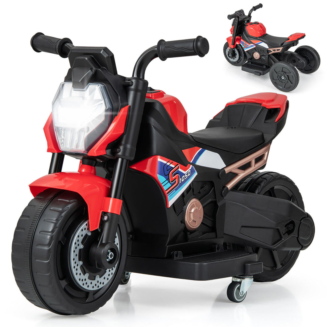 Gymax 2-in-1 Kids Electric Motorcycle with  Detachable Training Wheels Headlight & Horn Red