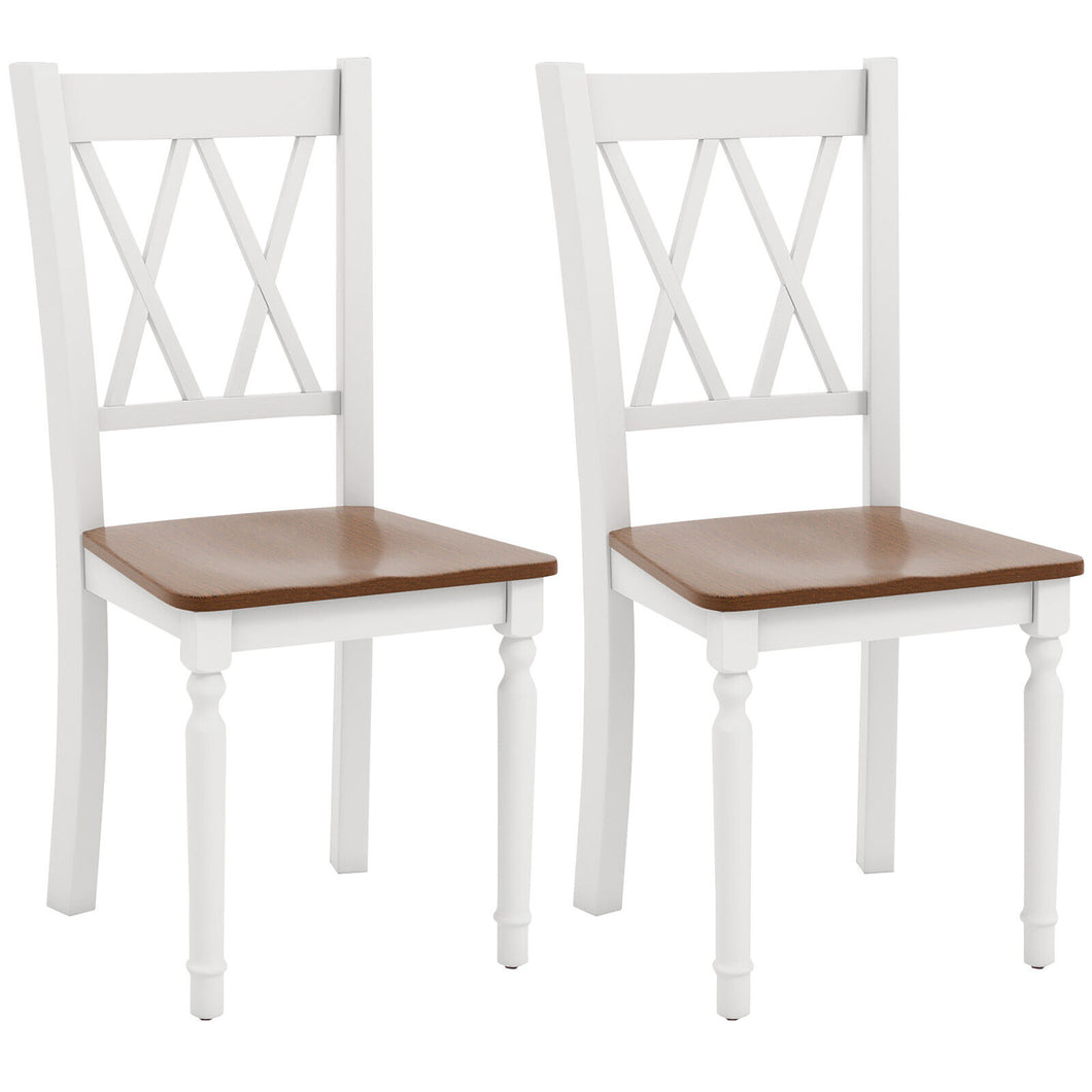 Gymax Dining Chairs Set of 2 Wood Farmhouse Dining Room Side Chairs for Home Kitchen