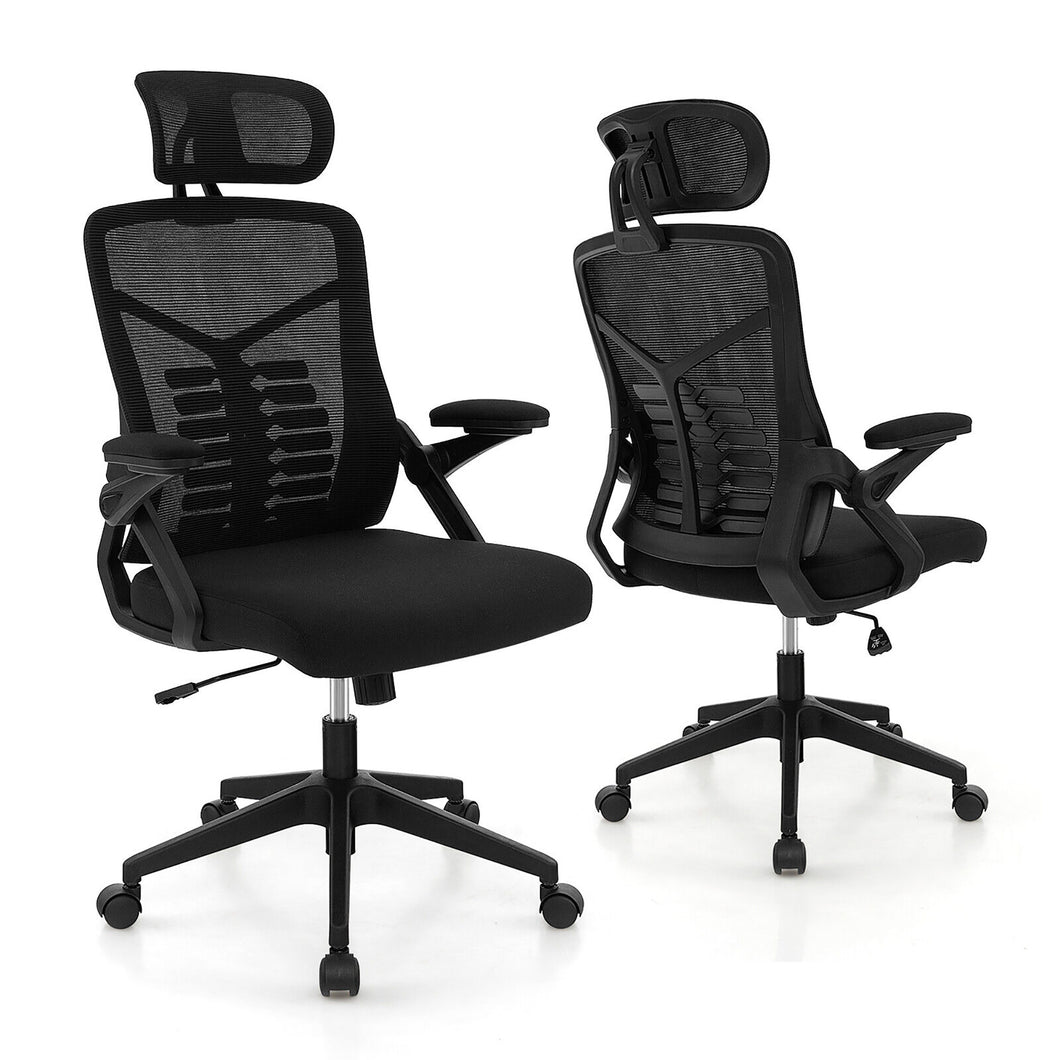 Gymax Ergonomic Mesh Office Chair with  Lumbar Support & Rocking Function Headrest