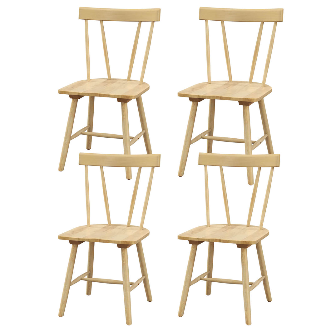 Gymax Set of 4 Dining Chairs Windsor Chairs Wood Armless Chairs with  Solid Rubber Wood