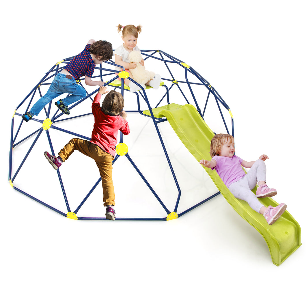 Gymax 13.3 FT Climbing Dome Geometric Dome Climber with  Extended Wavy Slide