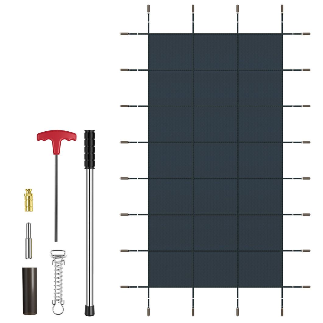 Gymax Winter Swimming Leaf Pool Cover Safety Pool Cover for Pool Size: 32 x 16 FT Blue