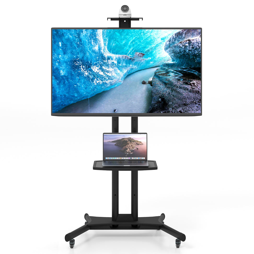 Gymax Mobile TV Stand for 32''-82'' LCD LED Flat Screen TVs up to 110 lbs with  Top Tray