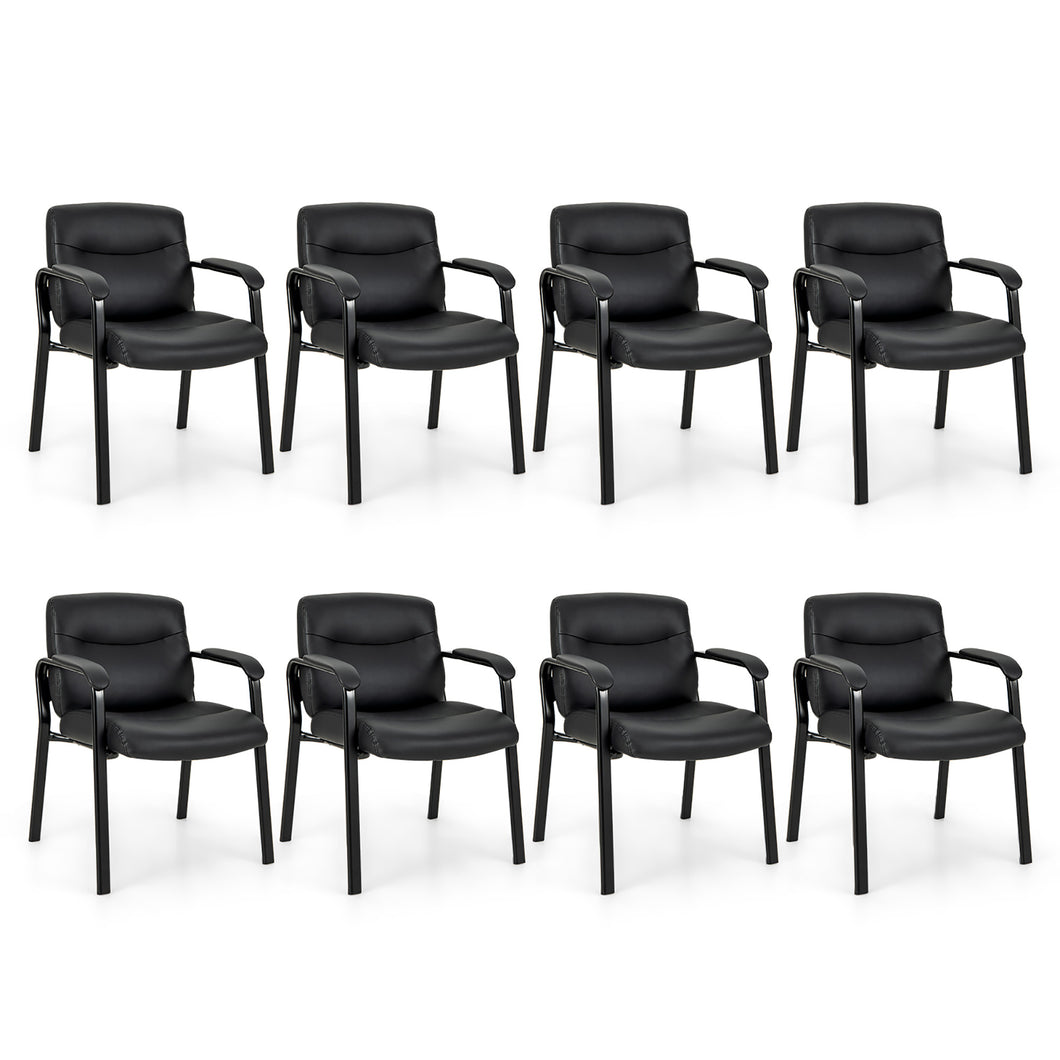 Gymax Set of 8 Waiting Room Chair No Wheels w/ Padded Armrests Guest Chair for Meeting