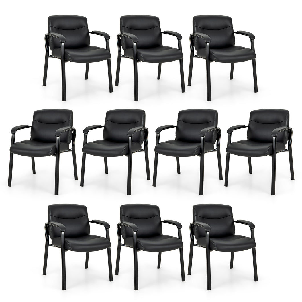 Gymax Set of 10 Waiting Room Chair No Wheels w/ Padded Armrests Guest Chair for Meeting