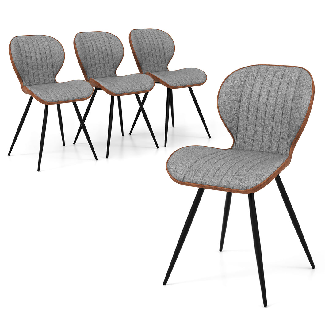 Gymax 4 Set Armless Dining Chair w/ Curved Backrest U-shaped Seat & Non-slip Foot Pad