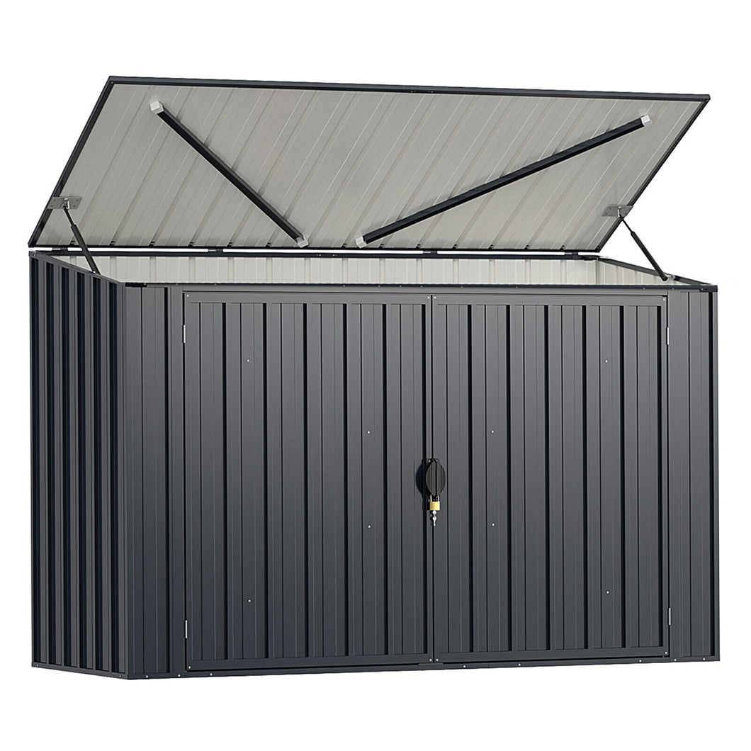 Gymax 6.3 x 2.8 FT Metal Outdoor Storage Shed w/ Lockable Door Hydraulic Gas Rod