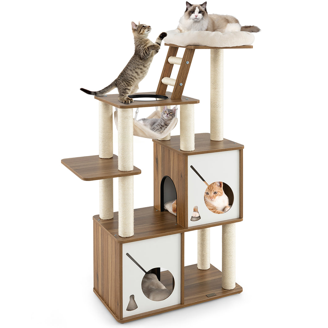 Gymax 57'' Cat Tree Tower Multi-Level Activity Center w/ Scratching Posts Perch Ladder