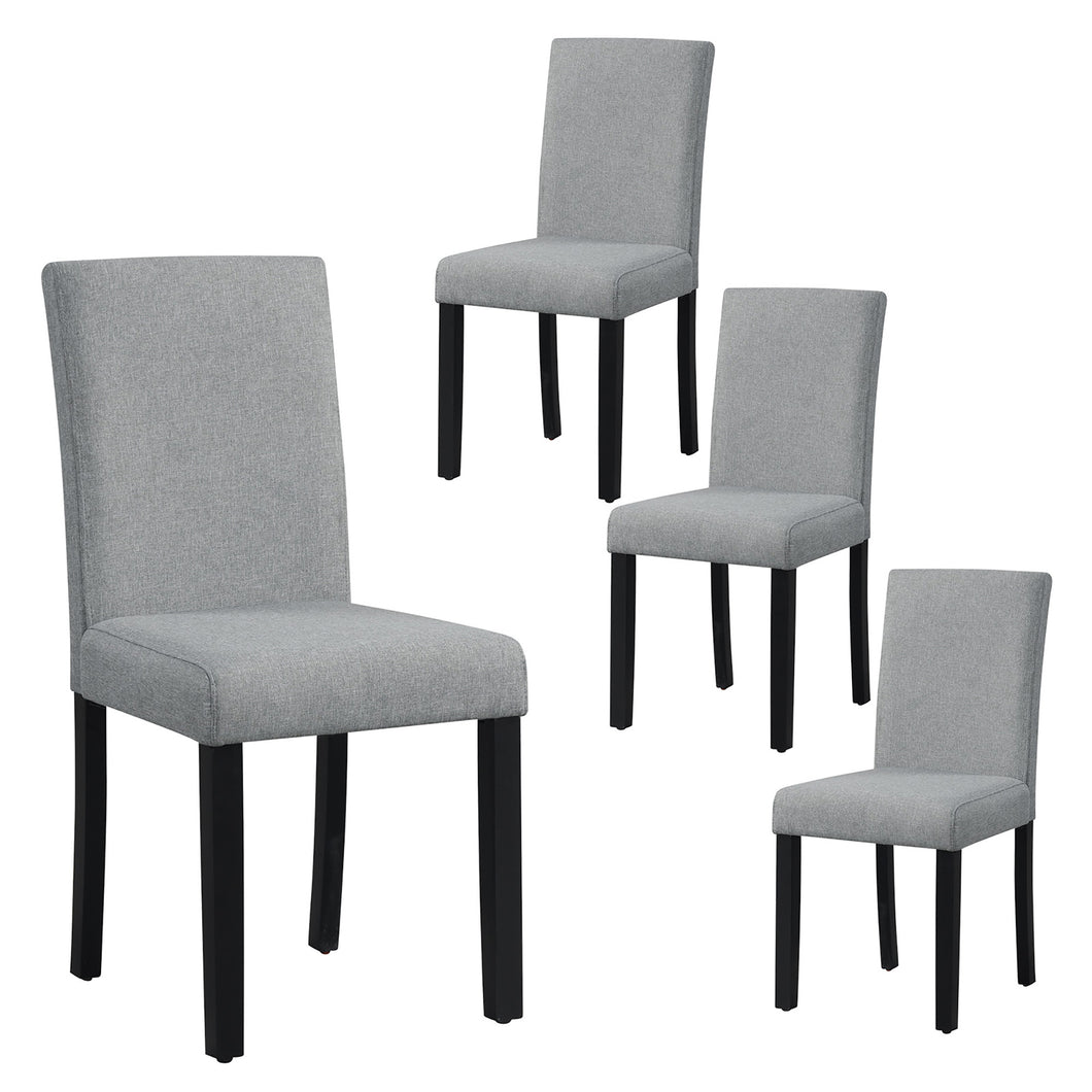 Gymax Dining Chair Set of 4 w/ Acacia Wood Frame & Rubber Wood Legs Padded Backrest Grey