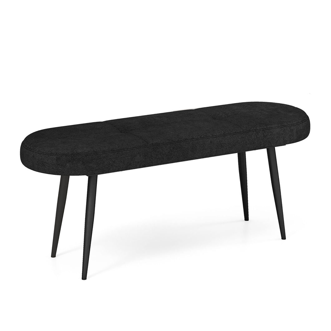 Gymax 47'' Upholstered Entryway Bench w/ Padded Seat & Heavy-duty Metal Frame Black