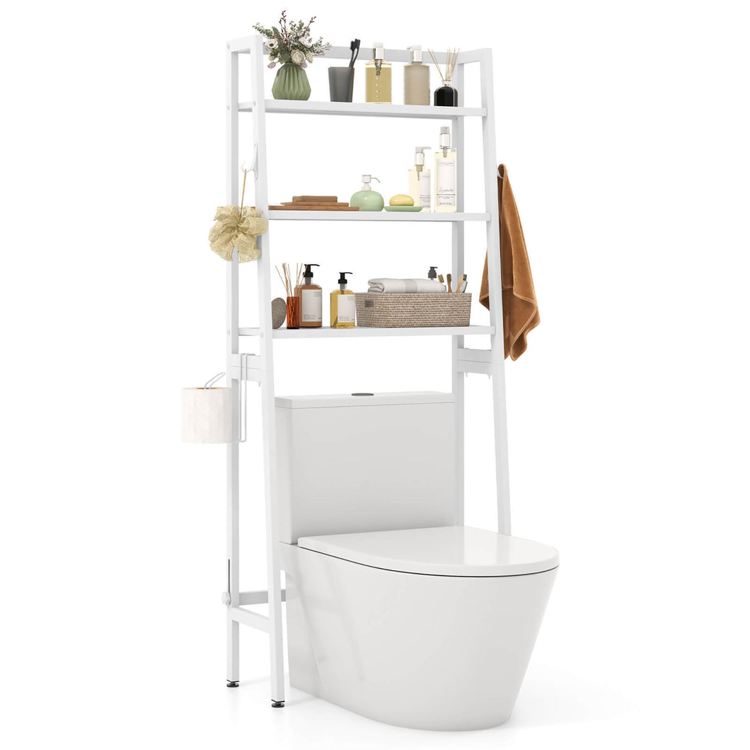 Gymax 3-Tier Over The Toilet Storage Shelf w/ Adjustable Adjustable Bottom Bar