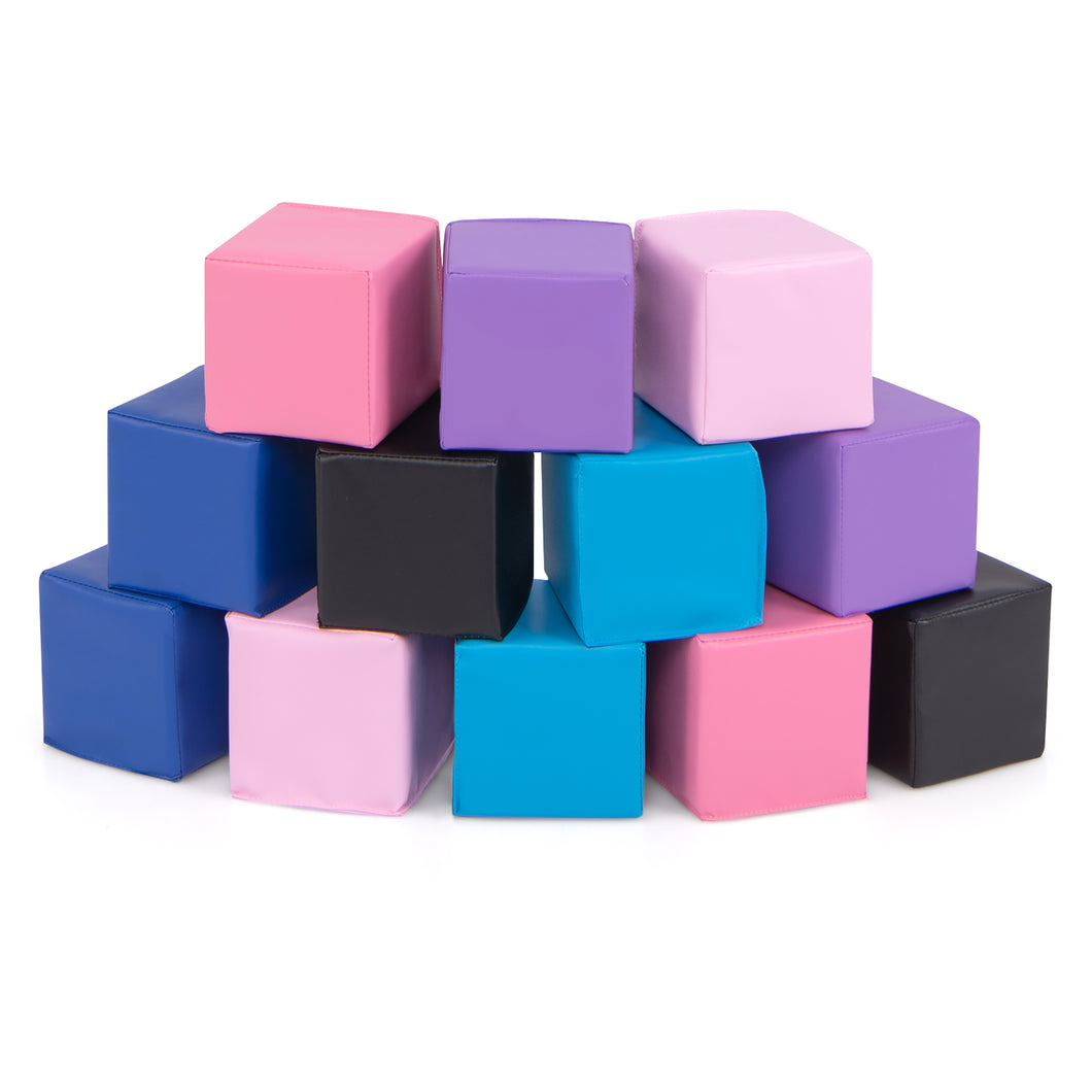 Gymax 12 PCS Foam Building Blocks 5.5'' x 5.5'' Colorful Climbing Foam Soft Cubes