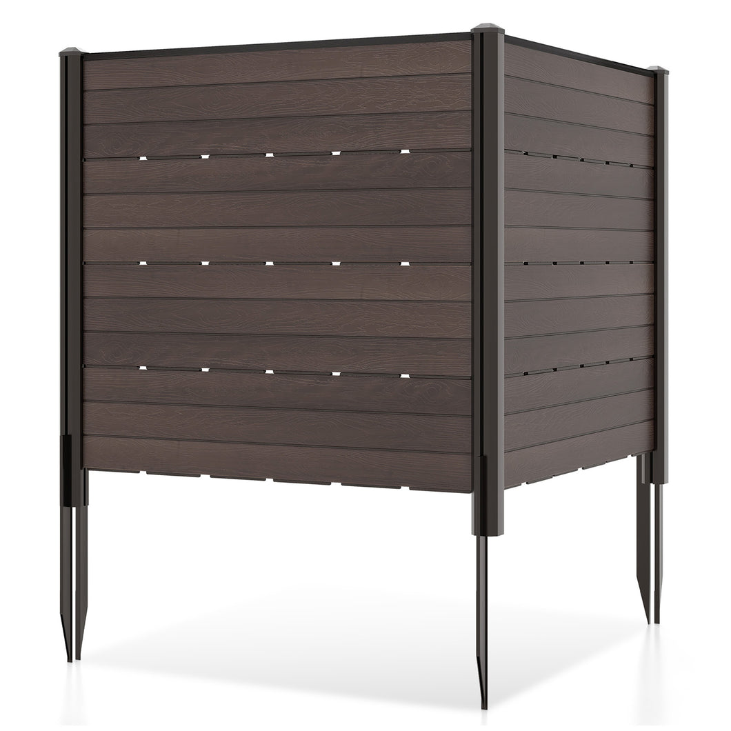 Gymax Privacy Fence Screen 48'' L x 46'' H Air Conditioner Fence w/ 5 Ground Stakes Outside Brown