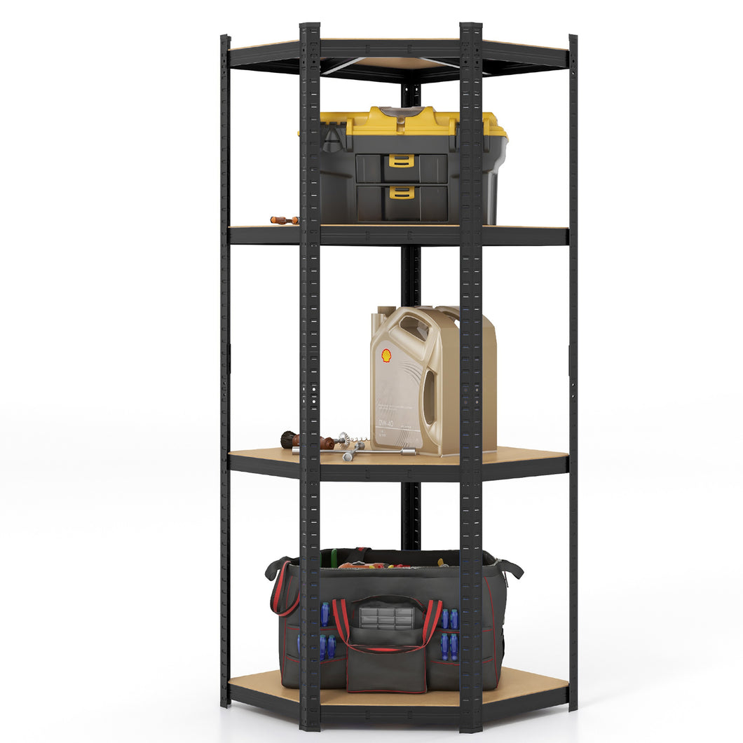 Gymax 4-Tier Adjustable Garage Storage Utility Rack Corner Shelving Unit for Warehouse Black