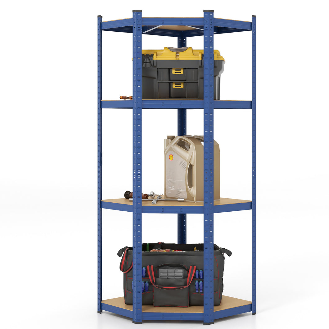 Gymax 4-Tier Adjustable Garage Storage Utility Rack Corner Shelving Unit for Warehouse Blue