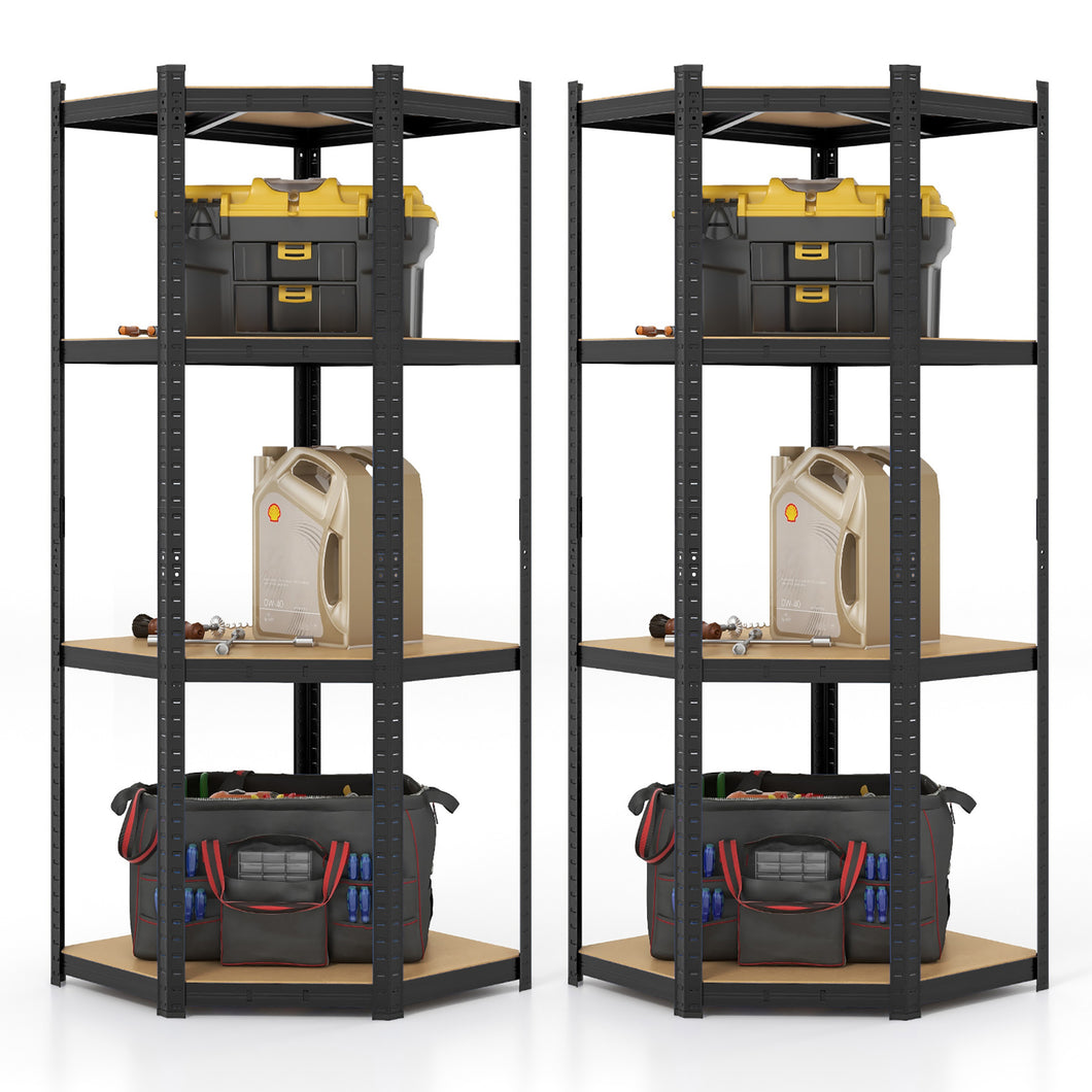 Gymax 2PCS 4-Tier Adjustable Garage Storage Utility Rack Corner Shelving Unit for Warehouse Black