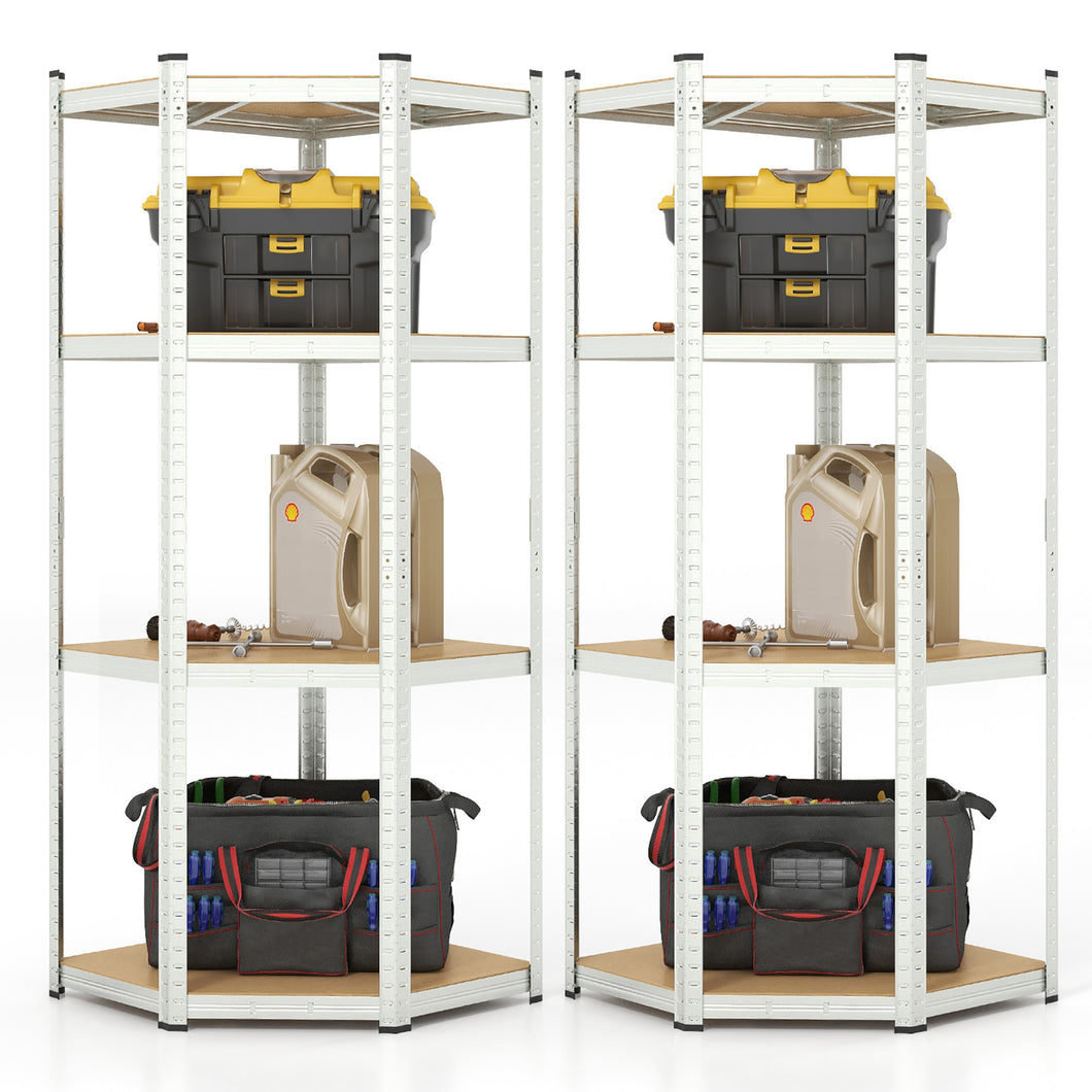 Gymax 2PCS 4-Tier Adjustable Garage Storage Utility Rack Corner Shelving Unit for Warehouse