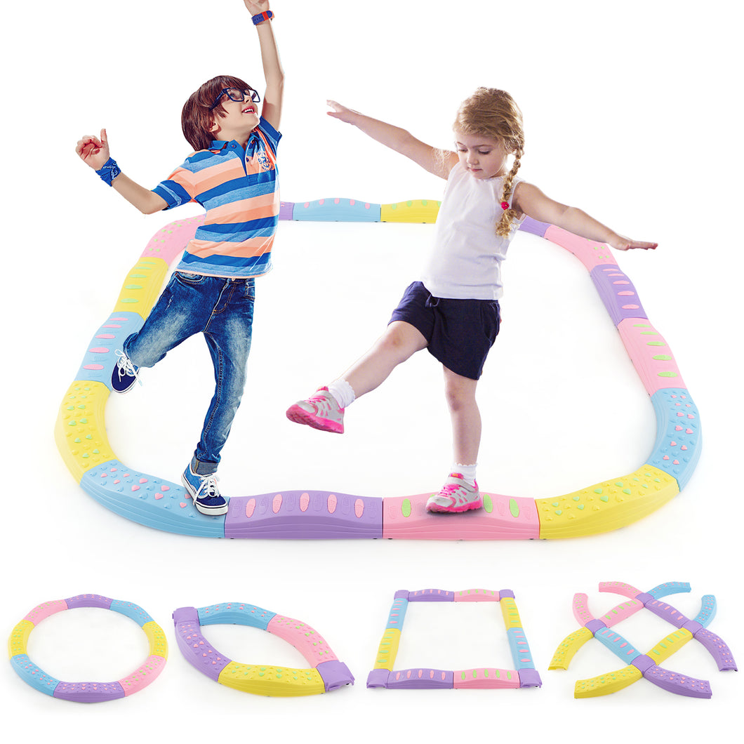 Gymax Balance Beams for Kids w/ Non-slip Textured Surface Bottom Pad Multicolor