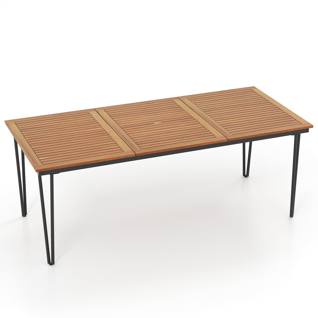 Gymax 79'' Outdoor Dining Table 8-Person Table with  1.9'' Umbrella Hole Patio