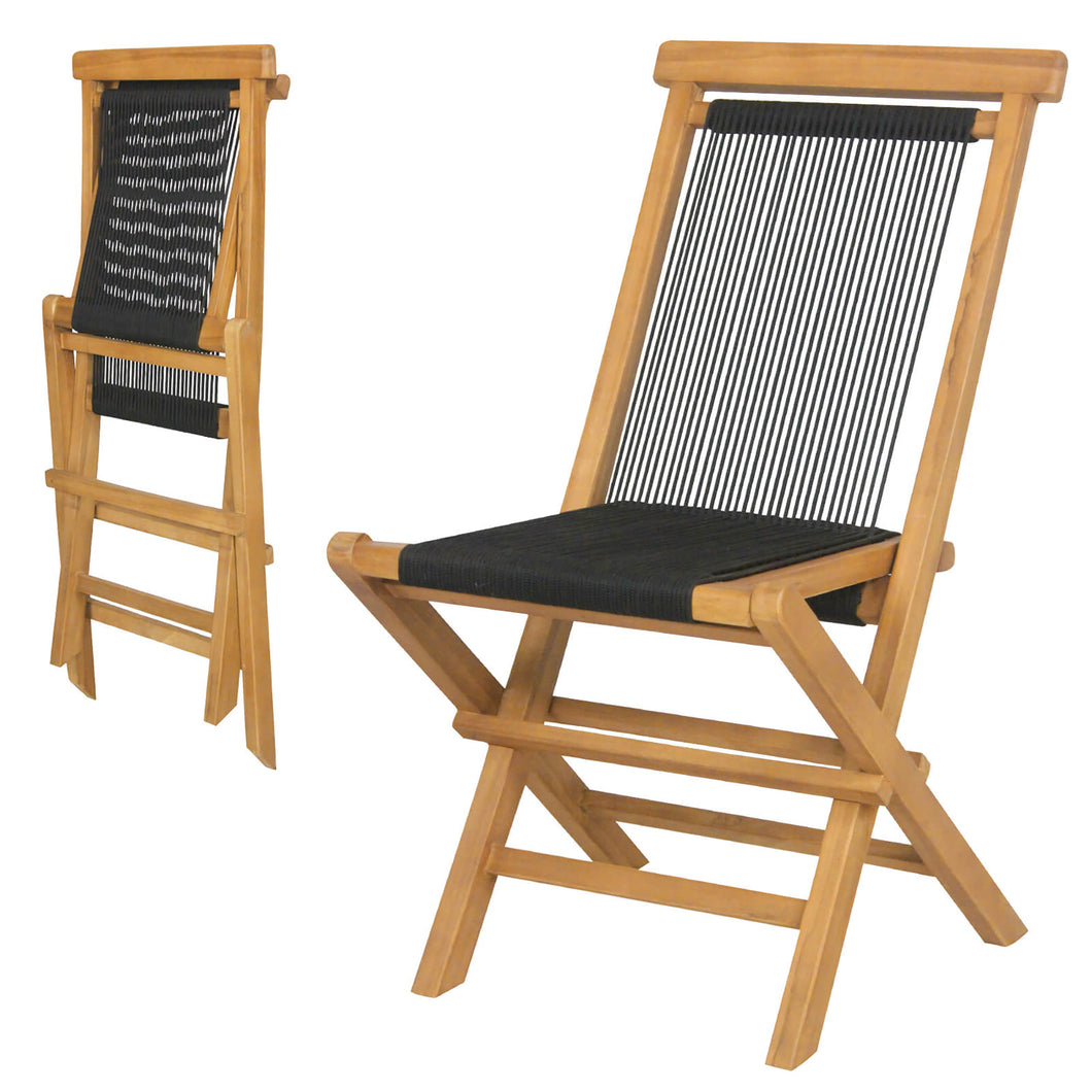 Gymax 2PCS Folding Chairs with  Quick-Folding Portable Design Woven Rope Seat Porch Patio