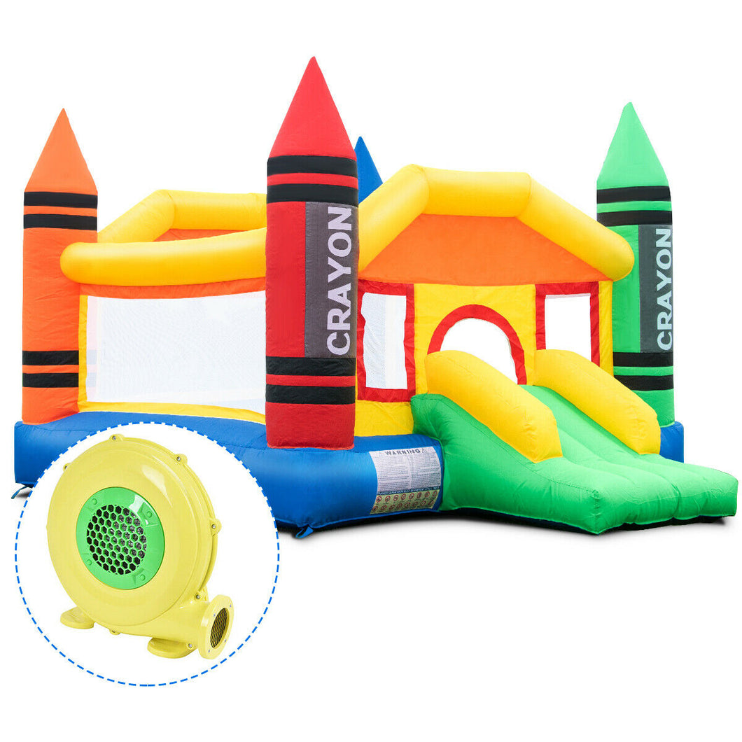 Gymax Inflatable Crayon Bounce House Castle Jumper Moonwalk Bouncer with 480W Blower