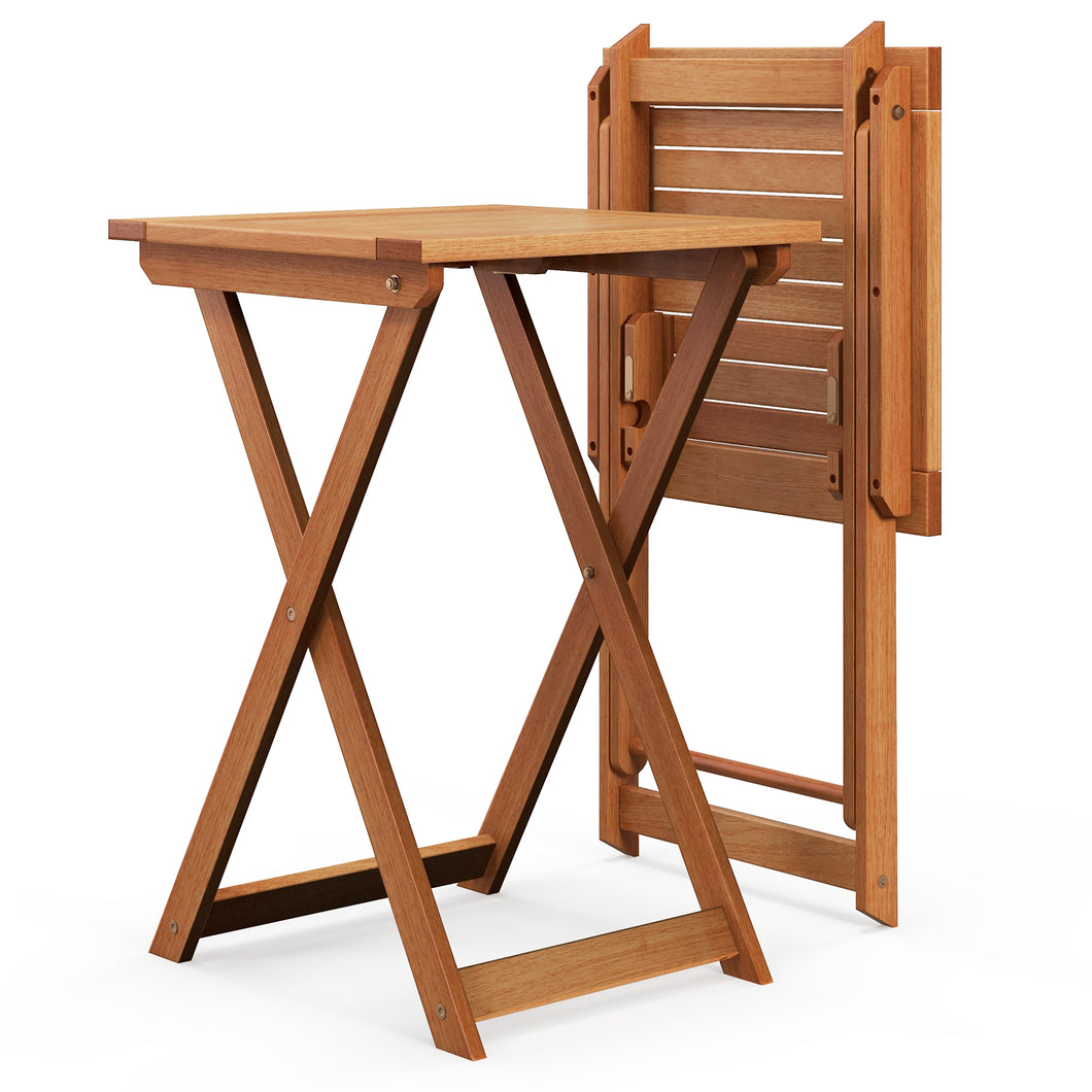 Gymax 20'' Folding Table Outdoor Hardwood Bistro Table with  Slatted Tabletop Patio