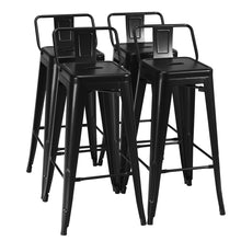 Load image into Gallery viewer, Gymax Set of 4 Metal Bar Stools 30&#39;&#39; Bar Height Barstools Industrial w/ Low Back Black
