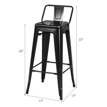 Load image into Gallery viewer, Gymax Set of 4 Metal Bar Stools 30&#39;&#39; Bar Height Barstools Industrial w/ Low Back Black
