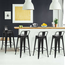 Load image into Gallery viewer, Gymax Set of 4 Metal Bar Stools 30&#39;&#39; Bar Height Barstools Industrial w/ Low Back Black

