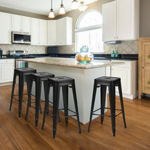 Load image into Gallery viewer, Gymax Set of 4 Metal Bar Stools 30&#39;&#39; Bar Height Barstools Industrial w/ Low Back Black
