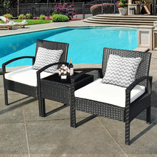 Load image into Gallery viewer, Gymax 3PCS Patio Rattan Furniture Set Table &amp; Chairs Set with Coushions Outdoor
