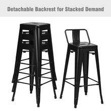 Load image into Gallery viewer, Gymax Set of 4 Metal Bar Stools 30&#39;&#39; Bar Height Barstools Industrial w/ Low Back Black
