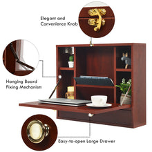 Load image into Gallery viewer, Gymax Wall Mounted Folding Laptop Desk Hideaway Organizer Storage Space Saver w/Drawer
