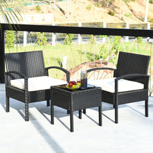 Load image into Gallery viewer, Gymax 3PCS Patio Rattan Furniture Set Table &amp; Chairs Set with Coushions Outdoor
