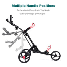 Load image into Gallery viewer, Gymax Foldable 3 Wheel Golf Pull Push Cart Trolley w/ Umbrella Scorecard Drink Holder
