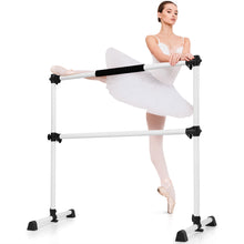 Load image into Gallery viewer, Gymax Portable Ballet Barre 4ft Freestanding Adjustable Double Dance Bar Silver
