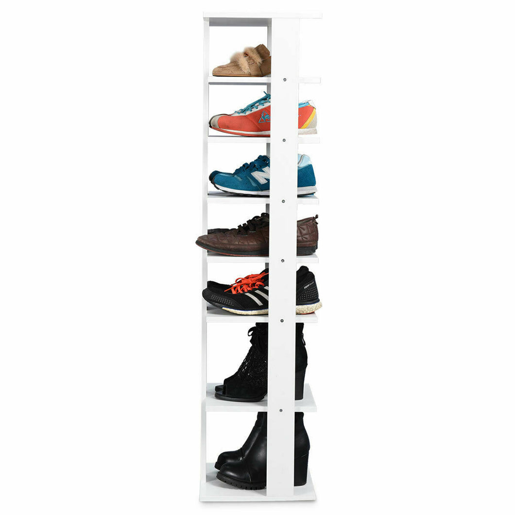 Gymax Wooden Shoes Storage Stand 7 Tiers Shoe Rack Organizer Multi-shoe Rack Shoebox