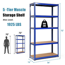 Load image into Gallery viewer, Gymax 72&#39;&#39; Heavy Duty Storage Shelf Steel Metal Garage Rack 5 Level Adjustable Blue
