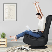 Load image into Gallery viewer, Gymax Gaming Chair Fabric 5-Position Folding Lazy Sofa 360 Degree Swivel Black

