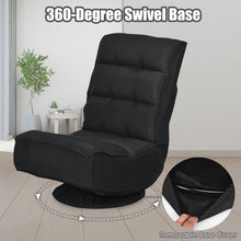 Load image into Gallery viewer, Gymax Gaming Chair Fabric 5-Position Folding Lazy Sofa 360 Degree Swivel Black
