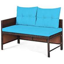 Load image into Gallery viewer, Gymax 3PCS Patio Wicker Rattan Sofa Set Outdoor Sectional Conversation Set Turquoise
