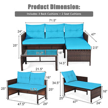 Load image into Gallery viewer, Gymax 3PCS Patio Wicker Rattan Sofa Set Outdoor Sectional Conversation Set Turquoise
