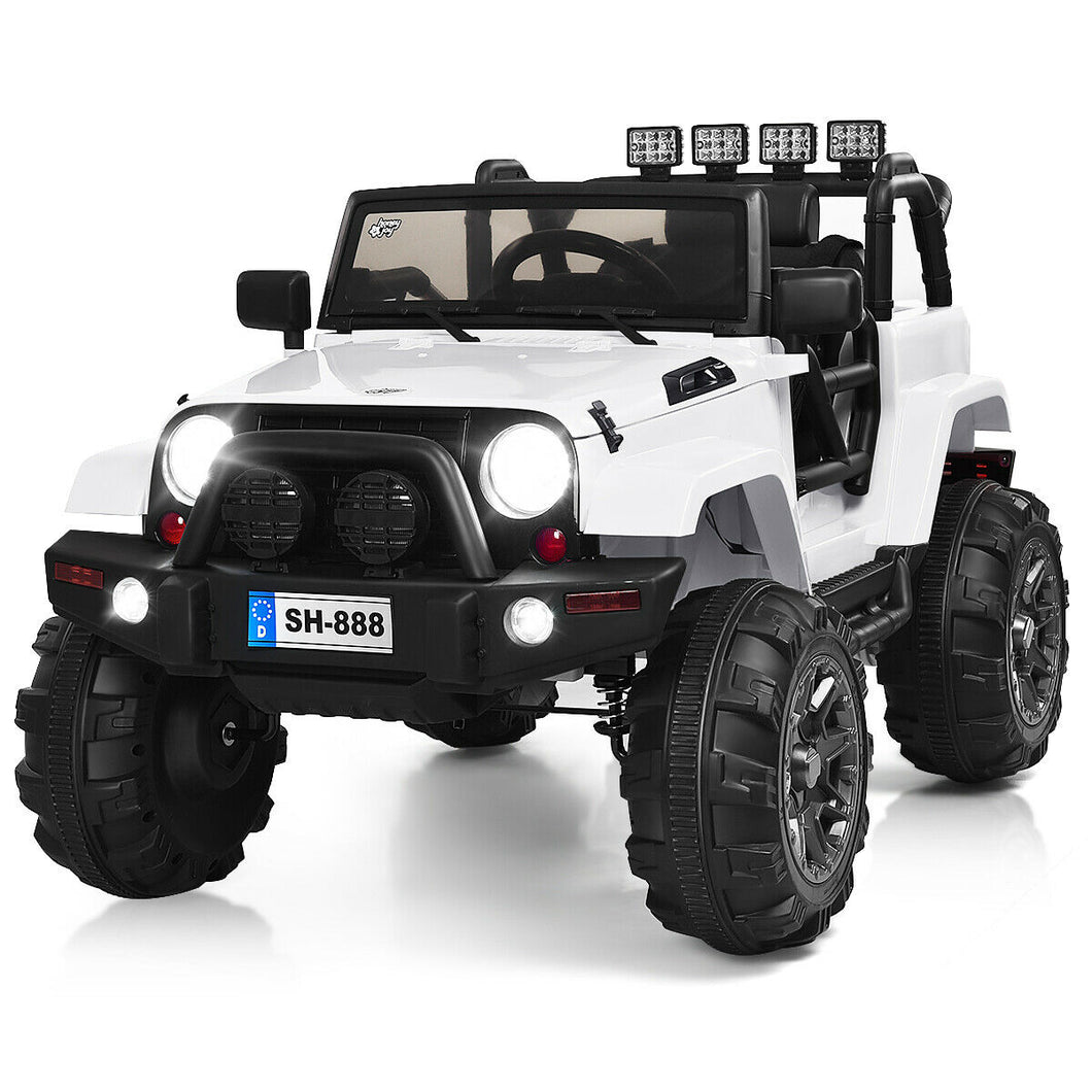 Gymax 12V Kids Ride On Truck Car w/Bluetooth Remote Control MP3 Music LED Lights White