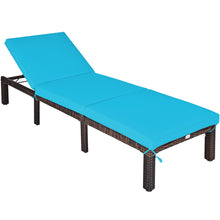 Load image into Gallery viewer, Gymax Outdoor Rattan Lounge Chair Chaise Recliner Adjustable Cushioned Patio Turquoise
