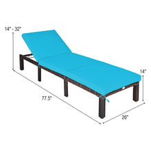 Load image into Gallery viewer, Gymax Outdoor Rattan Lounge Chair Chaise Recliner Adjustable Cushioned Patio Turquoise
