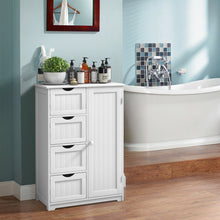 Load image into Gallery viewer, Gymax Wooden 4 Drawer Bathroom Cabinet Storage Cupboard 2 Shelves Free Standing White
